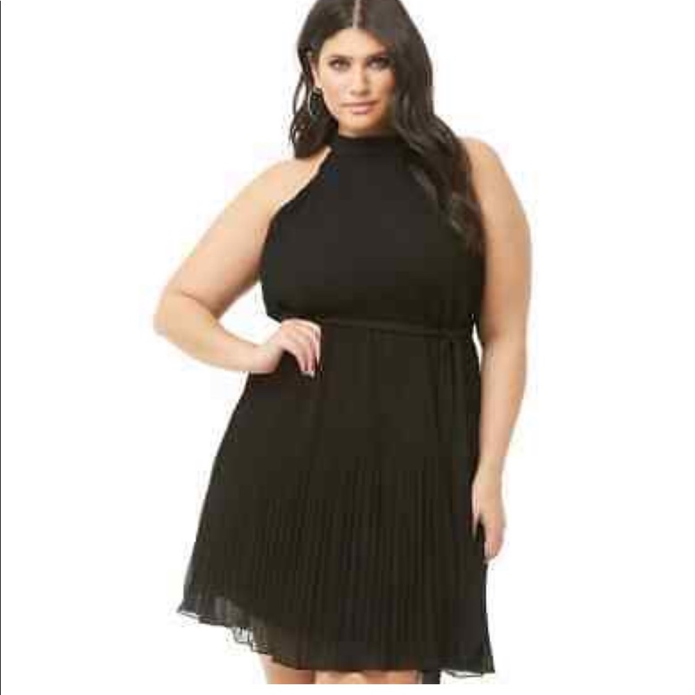 F21 Plus Size Halter Black Mini Dress